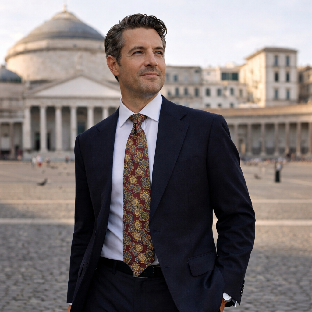 Cravatta fantasia Paisley Medallion 100% Seta - 10 cm