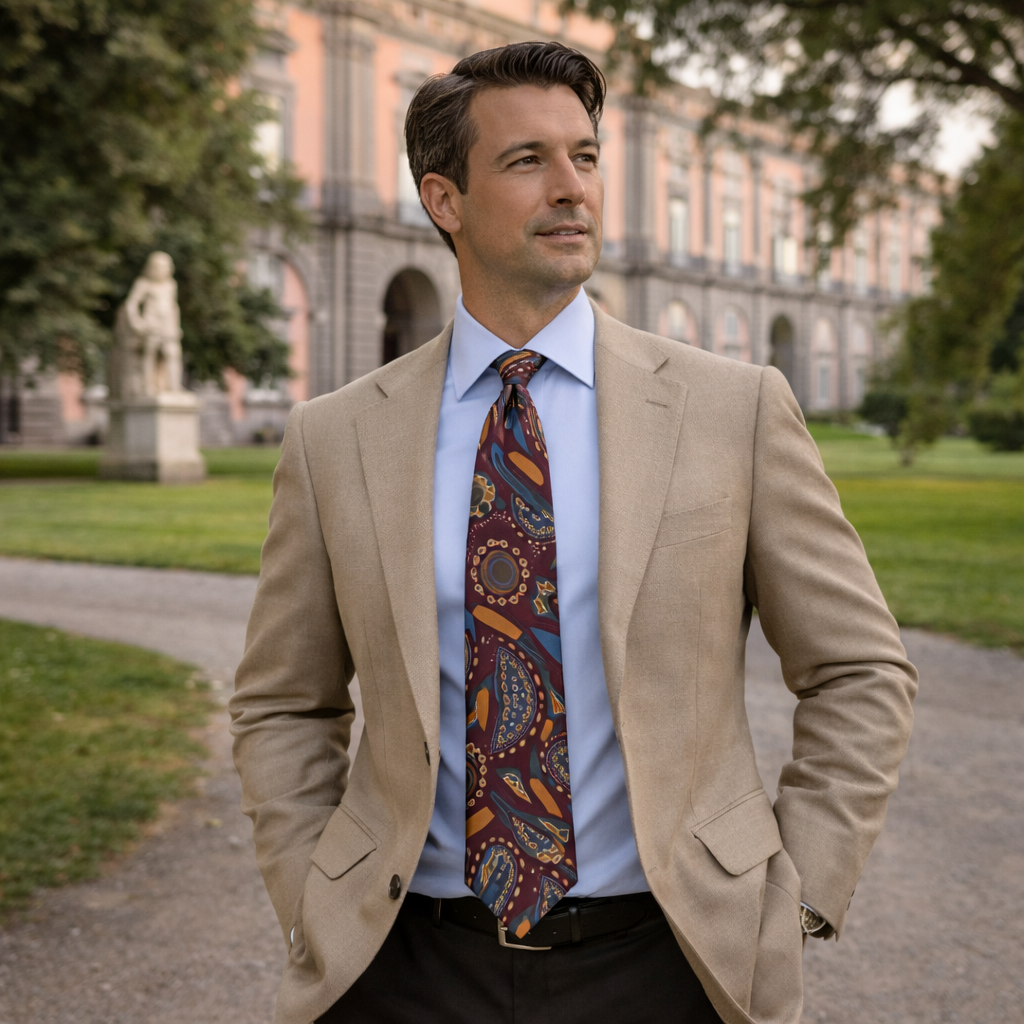 Cravatta fantasia Astratta 100% Seta - 9 cm