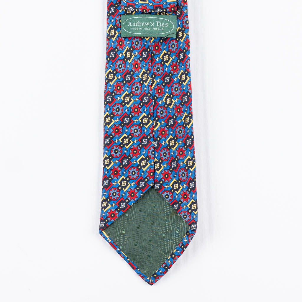 Cravatta fantasia Geometrica Ornamentale 100% Seta - 9,5 cm