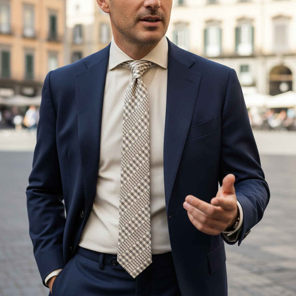 Cravatta fantasia Pois e Regimental 100% Seta - 9 cm