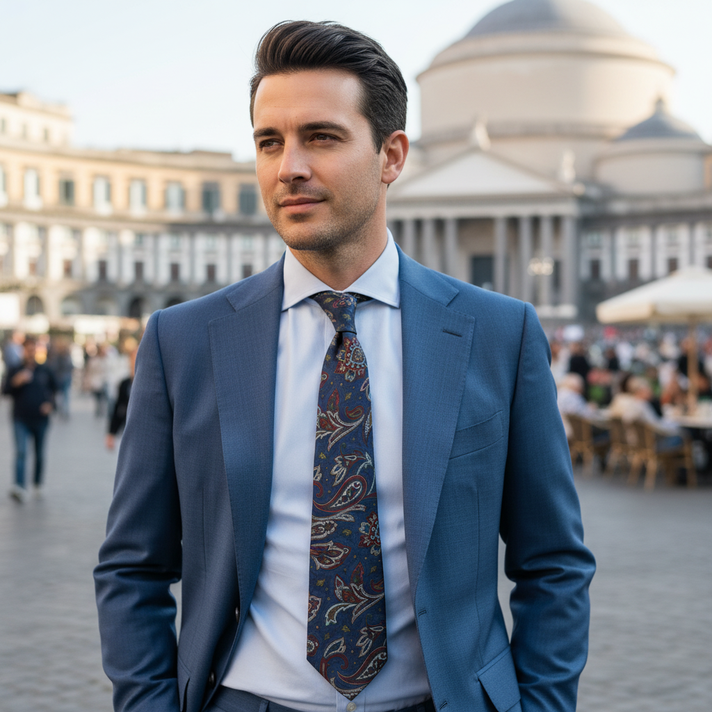 Cravatta fantasia Paisley 100% Seta - 9,5 cm