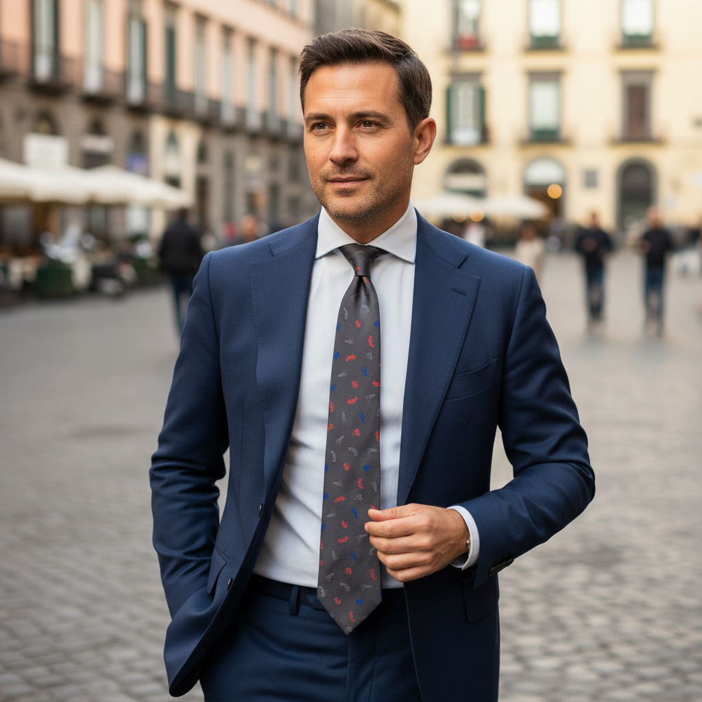 Cravatta Fantasia Stampe 100% Seta - 10 cm