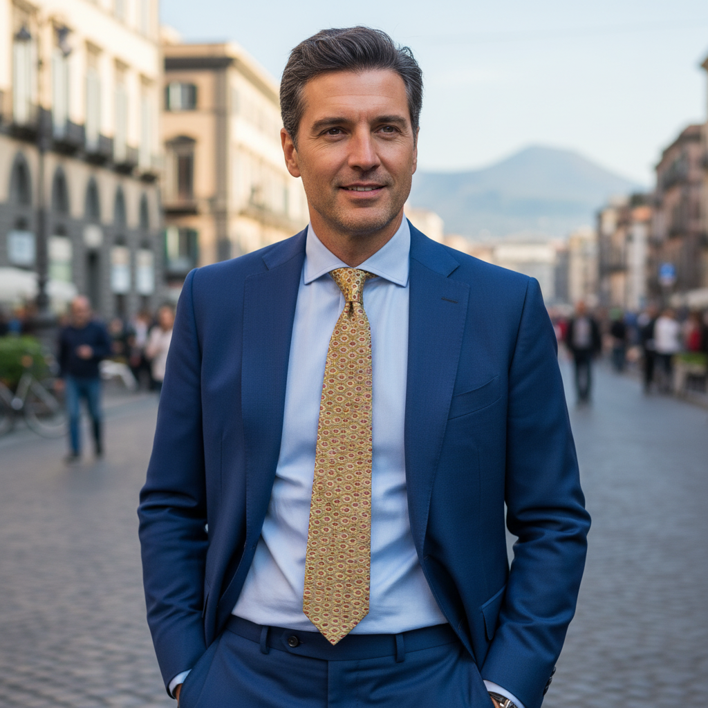 Cravatta fantasia Geometrica Ornamentale - 100% Seta - 9,5 cm