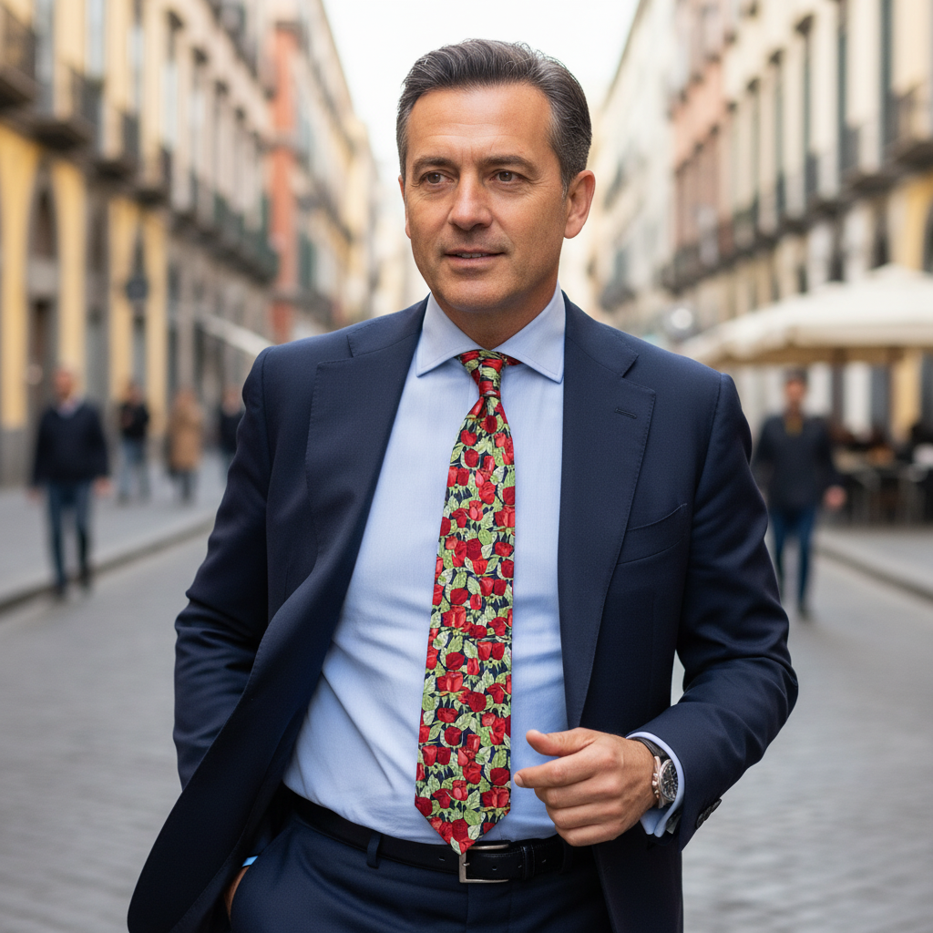 Cravatta fantasia Florale - 100% Seta - 9 cm