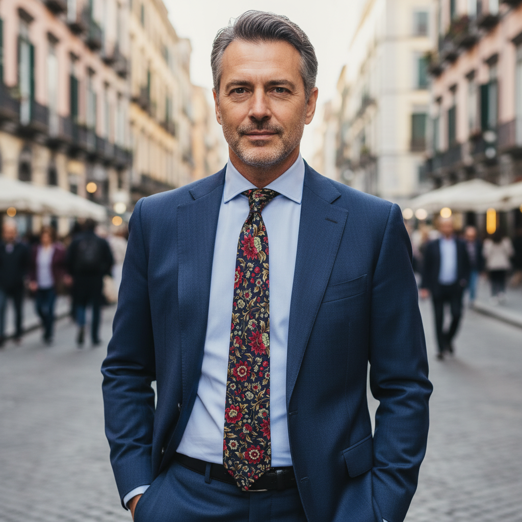 Cravatta fantasia Florale - 100% Seta - 9 cm