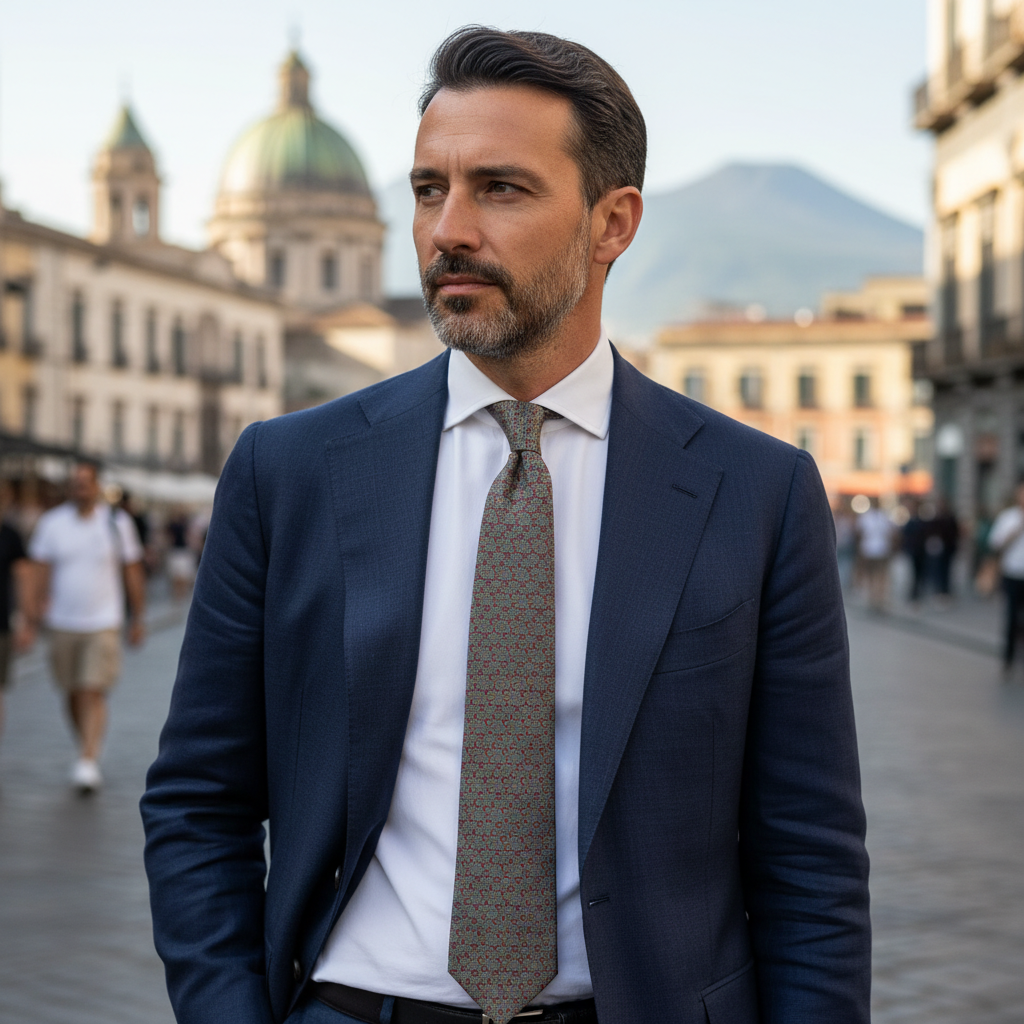 Cravatta fantasia Geometrica Ornamentale 100% Seta - 10 cm