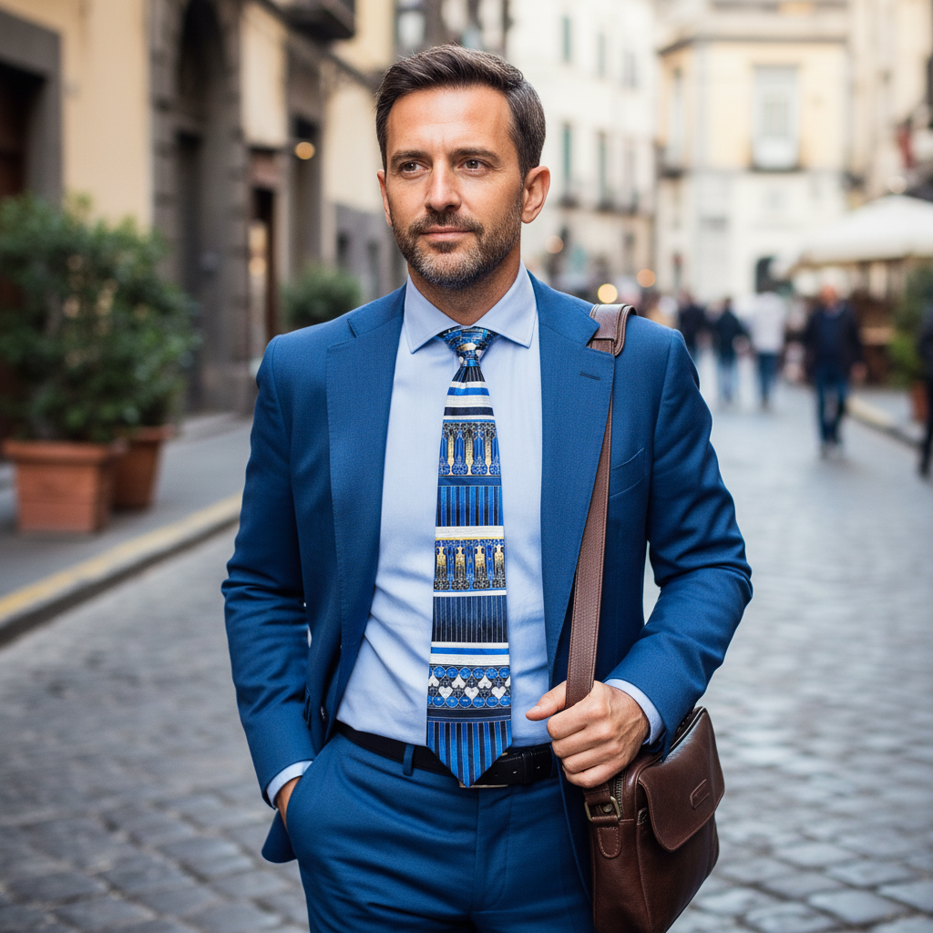 Cravatta fantasia Geometrica Ornamentale 100% Seta - 9,5 cm