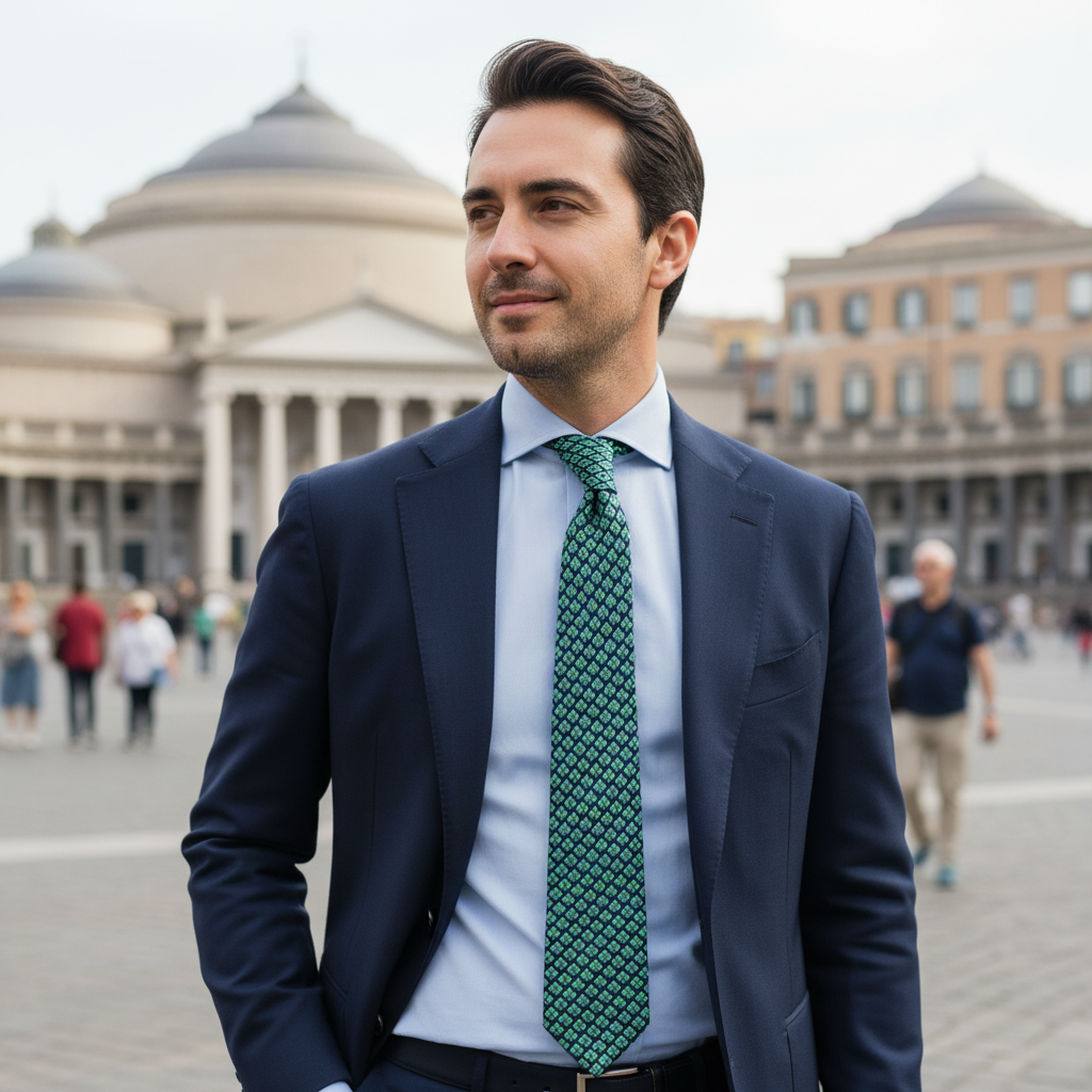 Cravatta fantasia Geometrica Ornamentale - 100% Seta - 9 cm