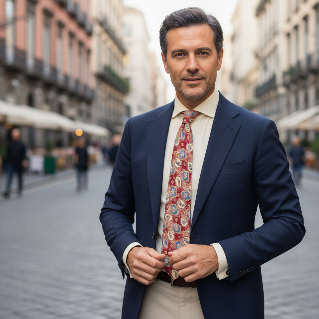 Cravatta fantasia Paisley  - 100% Seta 9 cm