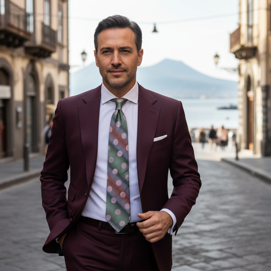 Cravatta fantasia Pois e Regimental 100% Seta - 10,5 cm