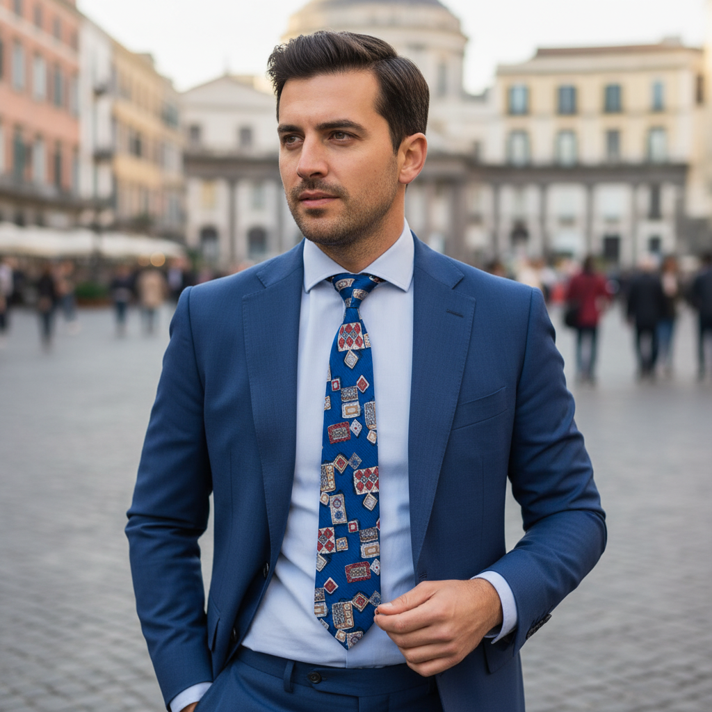 Cravatta fantasia Stampe 100% Seta - 10,5 cm