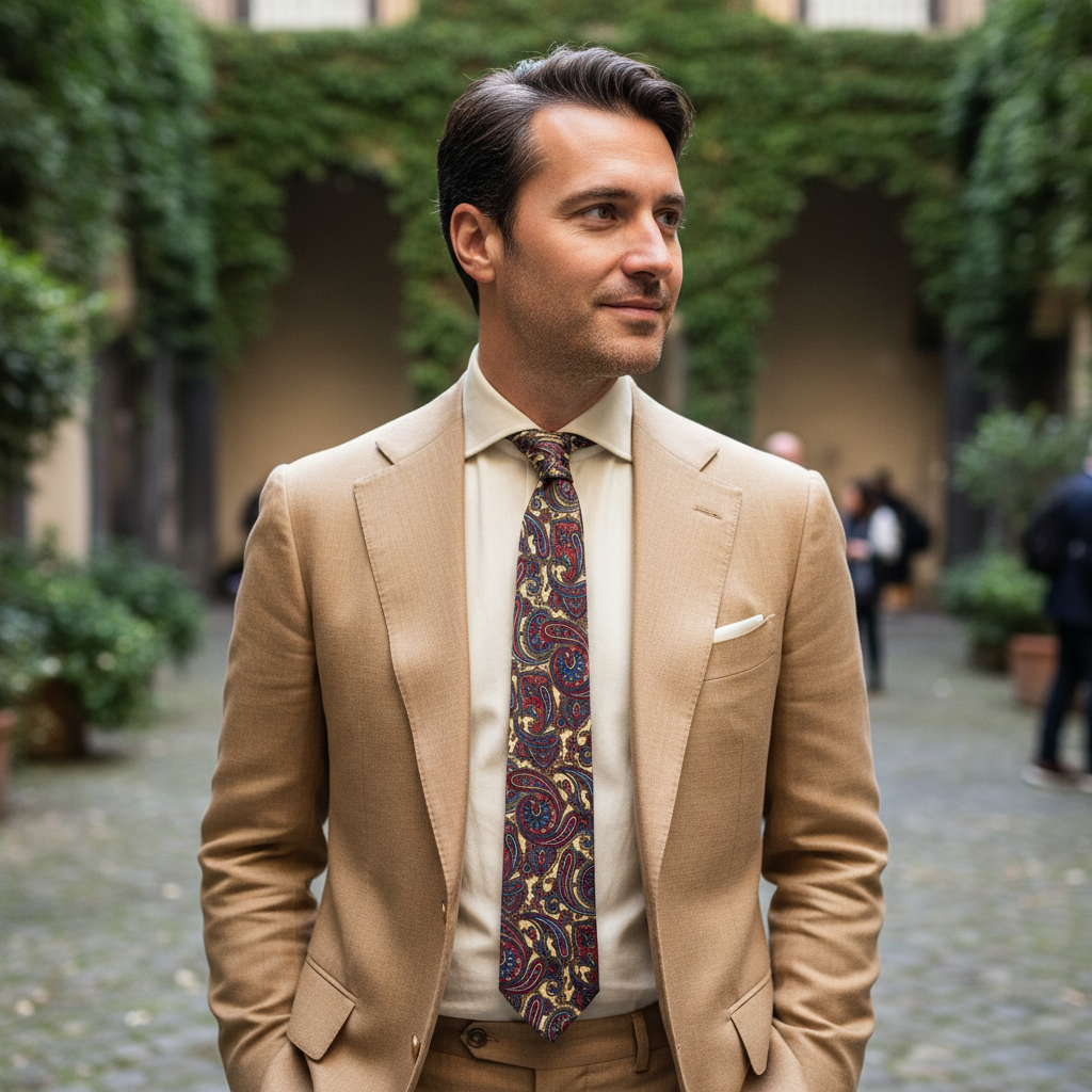 Cravatta fantasia Paisley 100% Seta - 8 cm