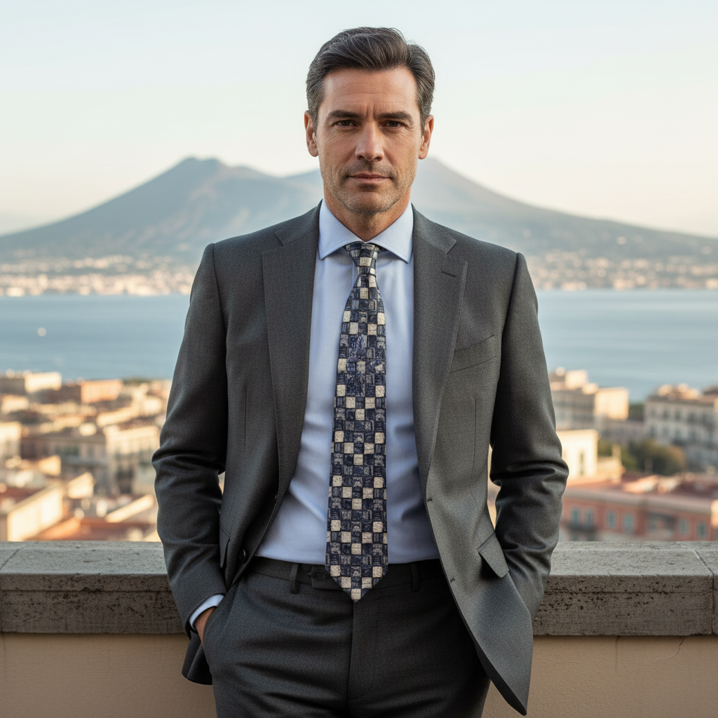 Cravatta fantasia Geometrica Ornamentale 100% Seta - 9,5 cm