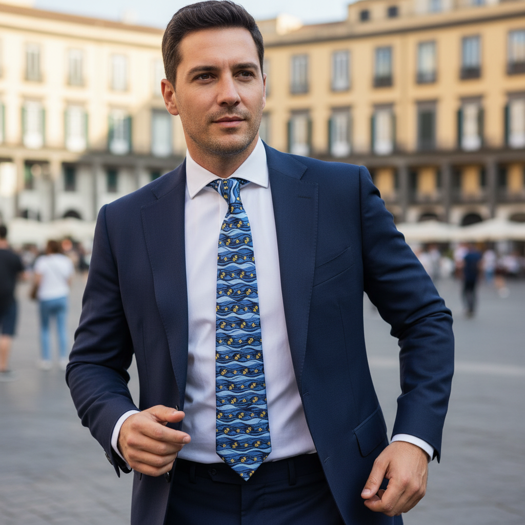 Cravatta fantasia Stampe 100% Seta - 10,5 cm