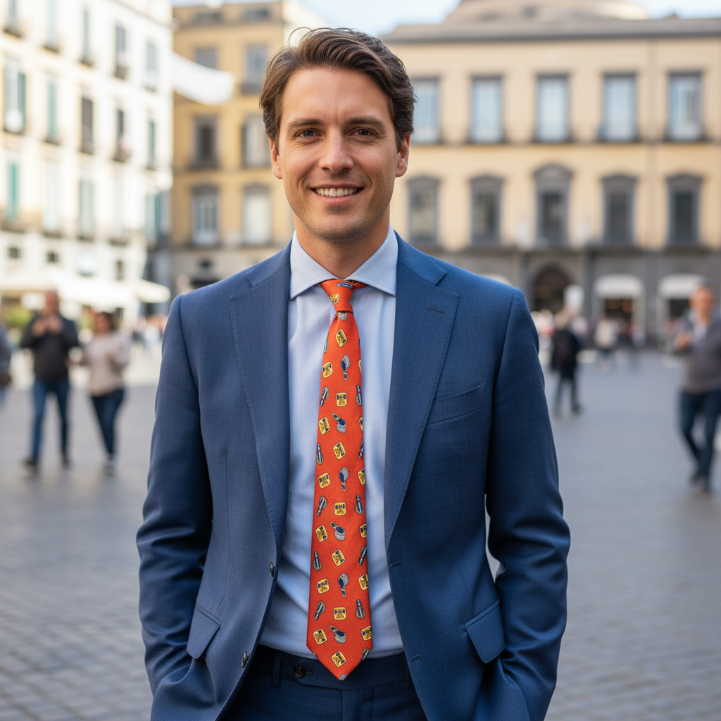 Cravatta fantasia Medallion 100% Seta - 9 cm