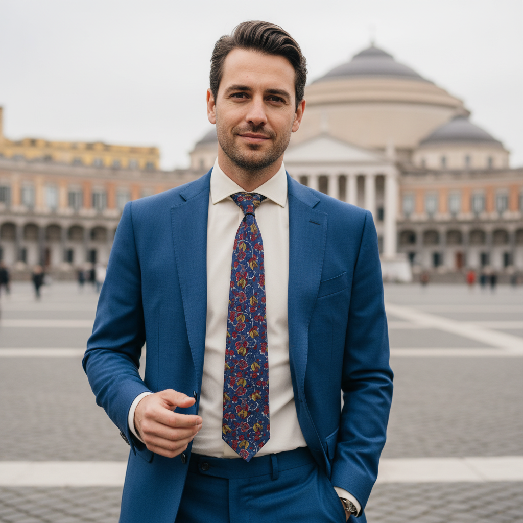 Cravatta Fantasia Floreale  100% Seta - 8 cm