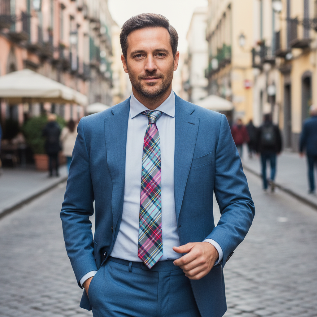 Cravatta fantasia Geometrica Ornamentale 100% Seta - 7 cm