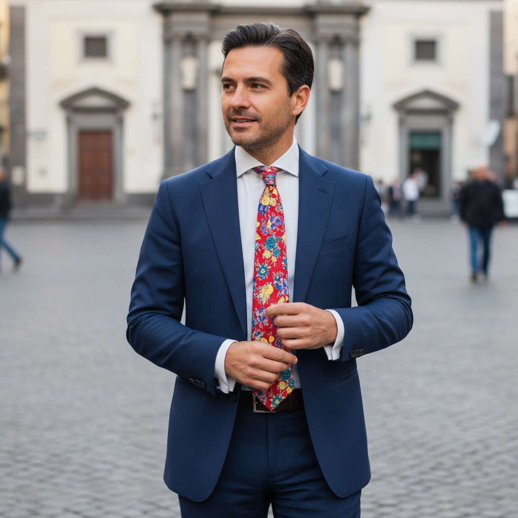 Cravatta Fantasia Floreale  100% Seta - 10 cm