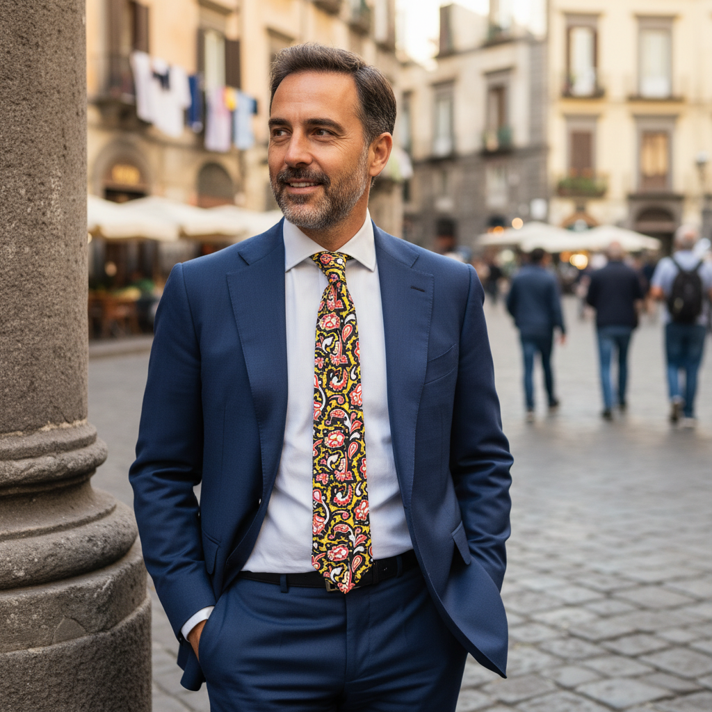 Cravatta fantasia Paisley  - 9 cm