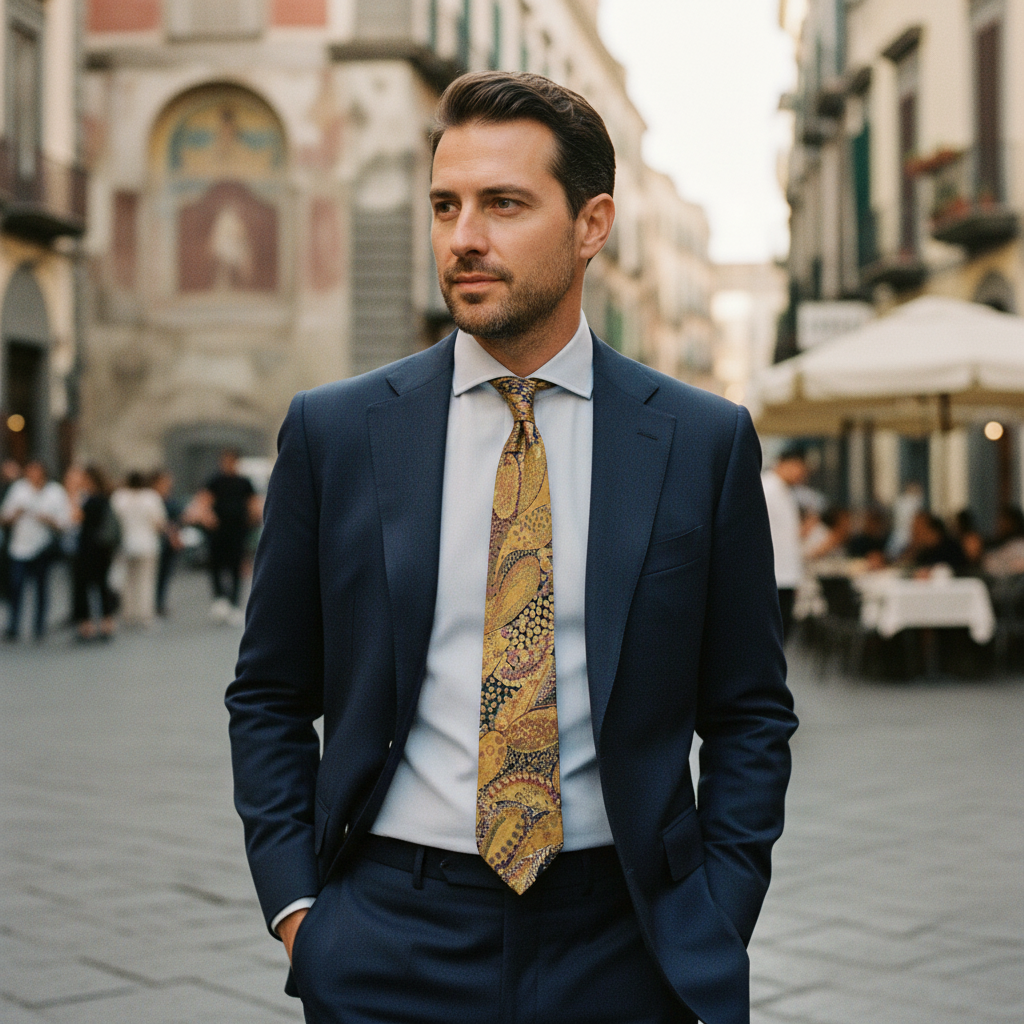 Cravatta fantasia Paisley 100% Seta - 9 cm