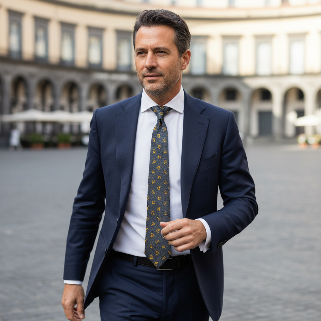 Cravatta fantasia Medallion 100% Seta - 9 cm