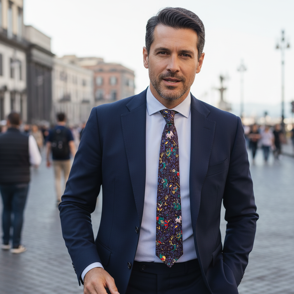 Cravatta fantasia Stampe 100% Seta - 9 cm