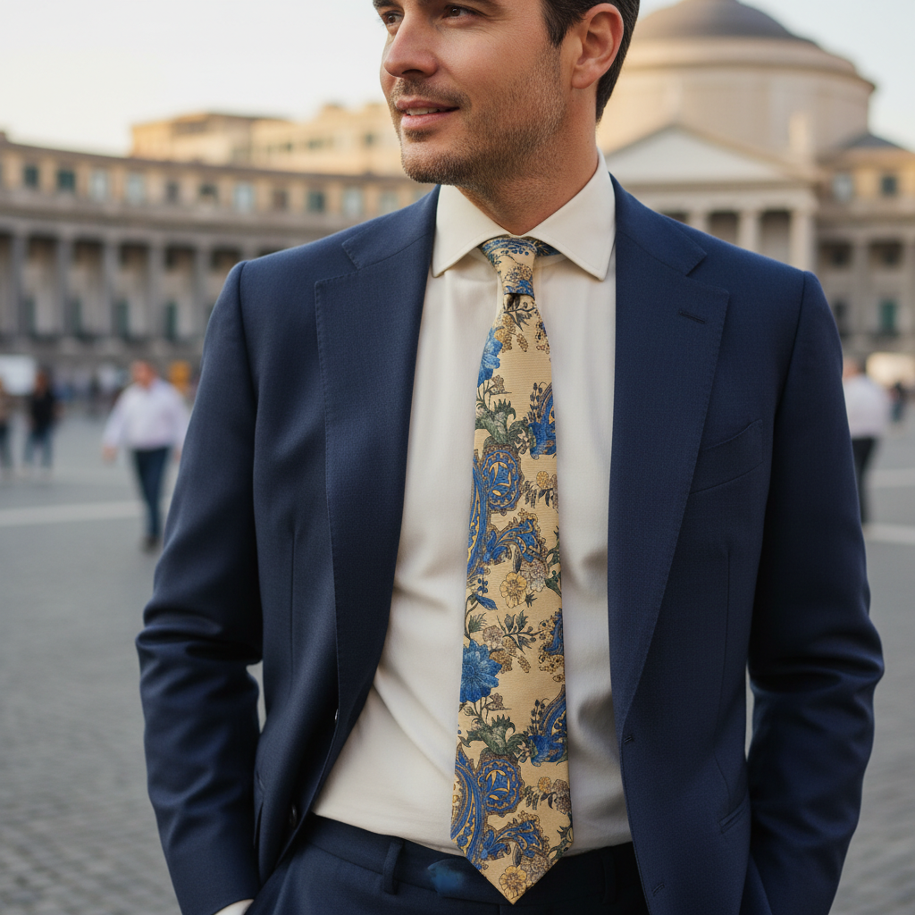 Cravatta fantasia Paisley 100% Seta - 9 cm