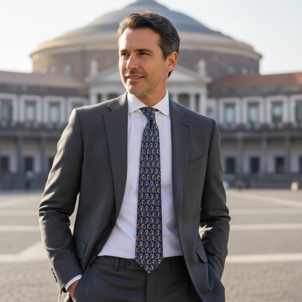 Cravatta fantasia Geometrica Ornamentale 100% Seta - 9,5 cm