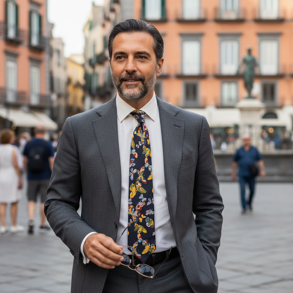 Cravatta fantasia Animali 100% Seta - 9,5 cm