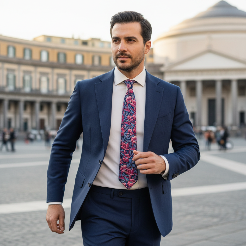 Cravatta Fantasia Floreale  100% Seta - 10 cm