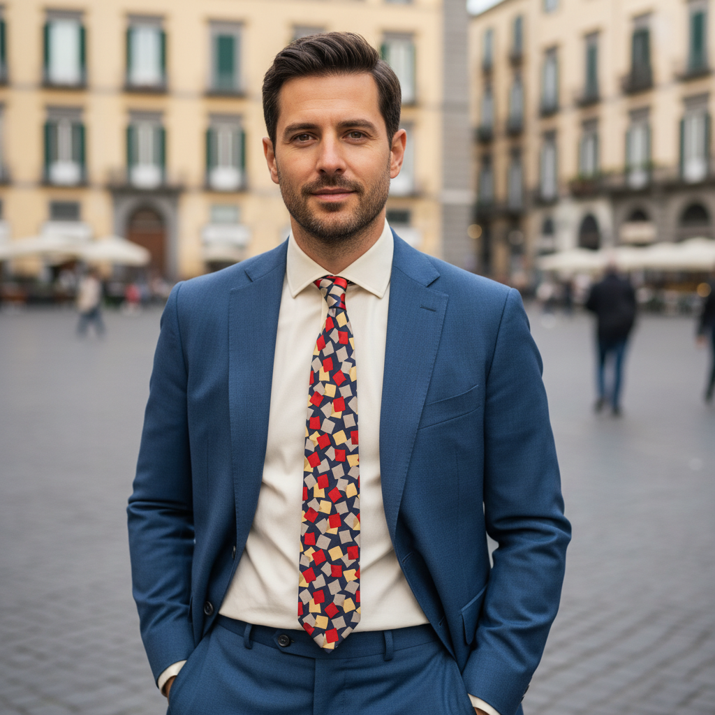 Cravatta fantasia Astratta - 100% Seta - 10 cm