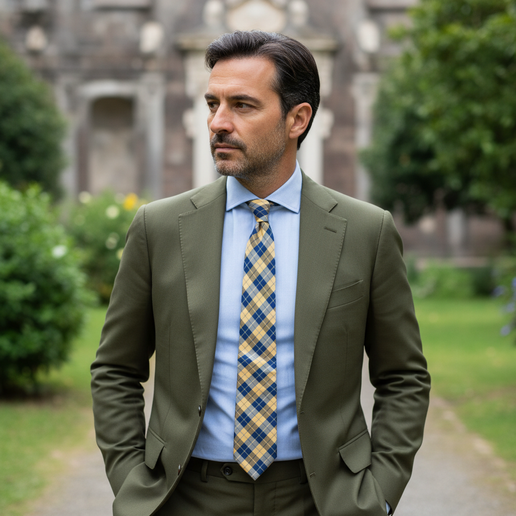 Cravatta fantasia Geometrica Ornamentale 100% Seta - 10 cm