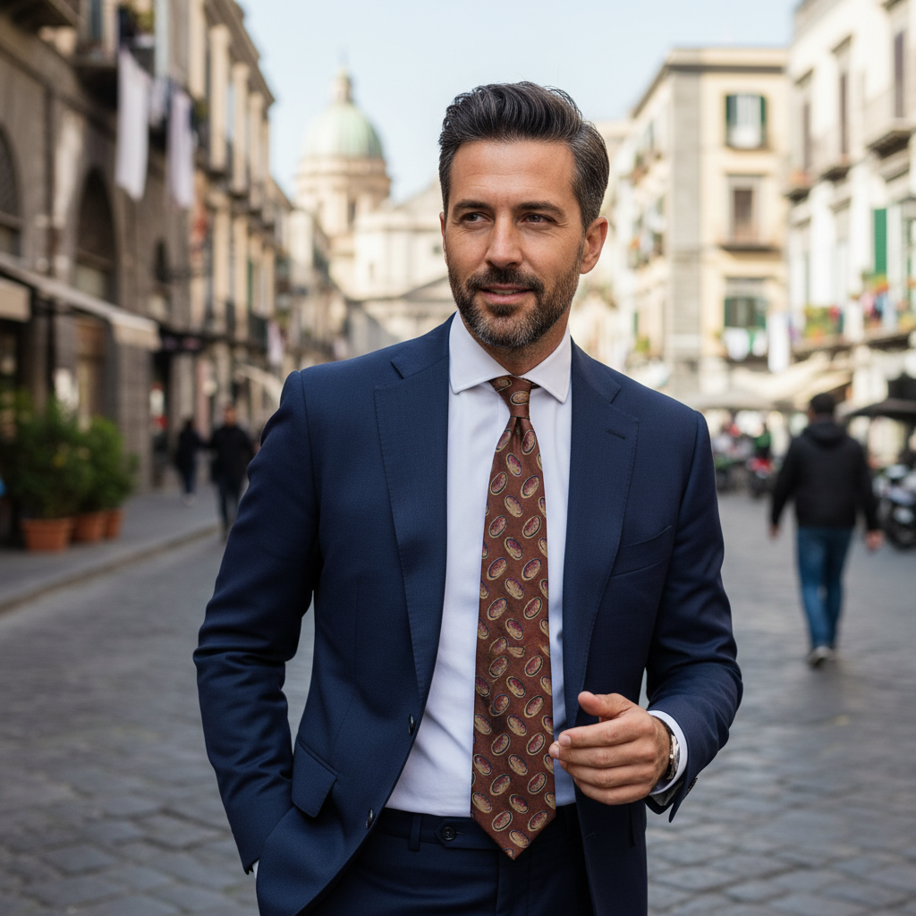 Cravatta fantasia Astratta 100% Seta - 10 cm