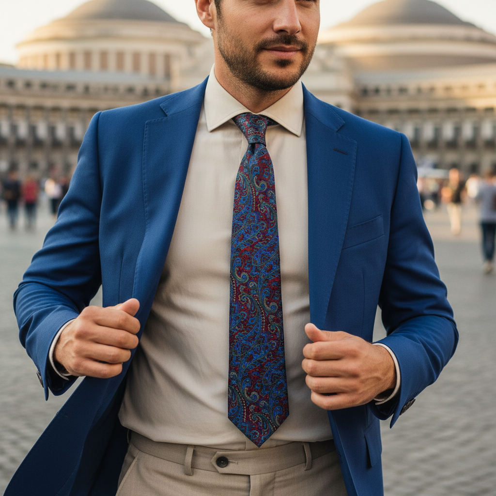 Cravatta fantasia Paisley 100% Seta - 8 cm