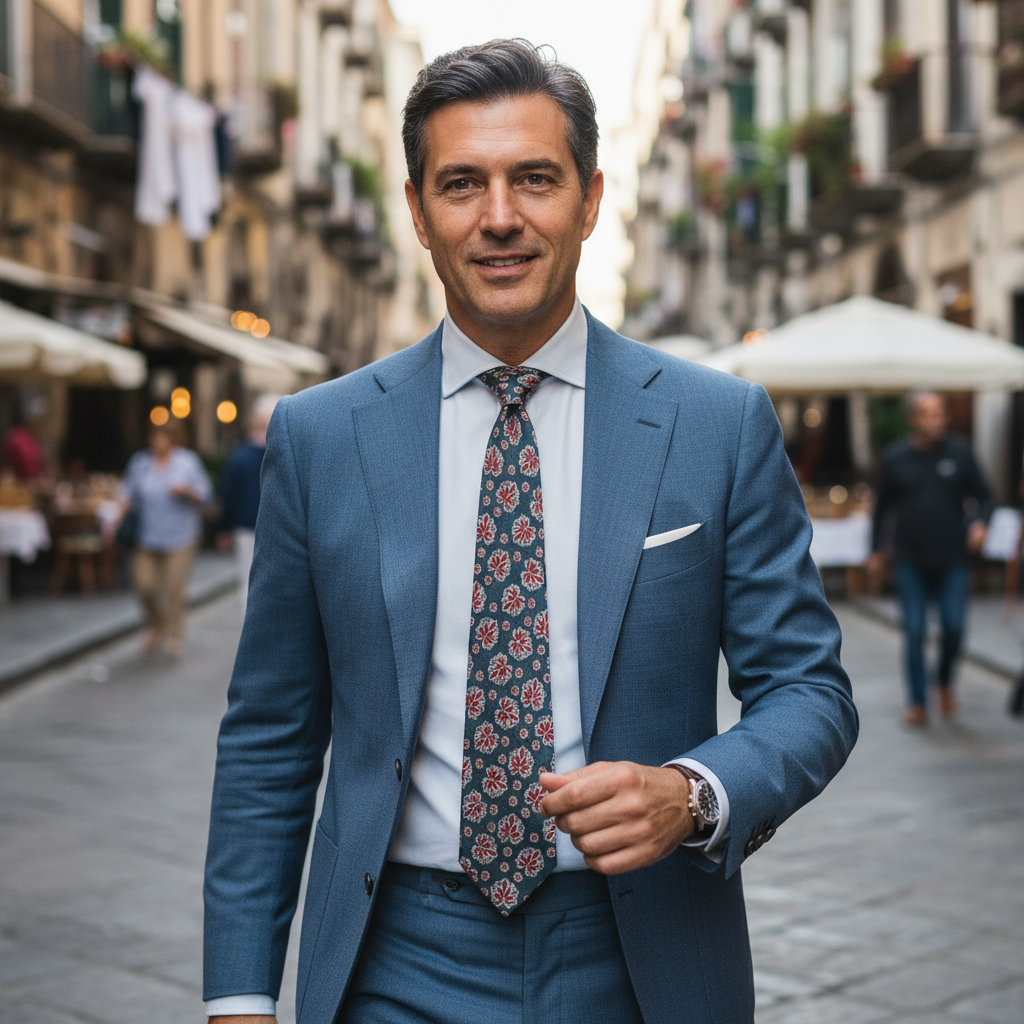 Cravatta fantasia Medallion 100% Seta - 9 cm