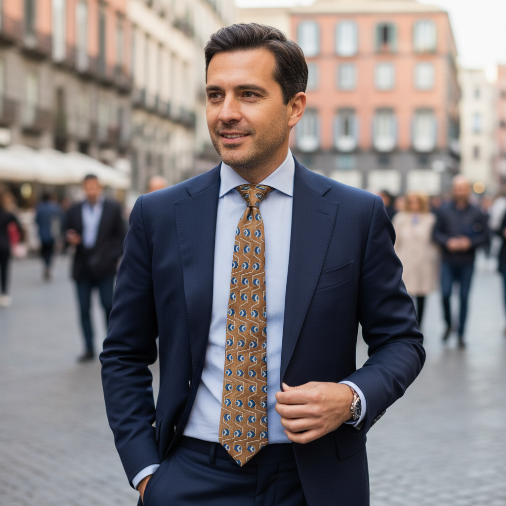 Cravatta fantasia Geometrica Ornamentale - 10 cm