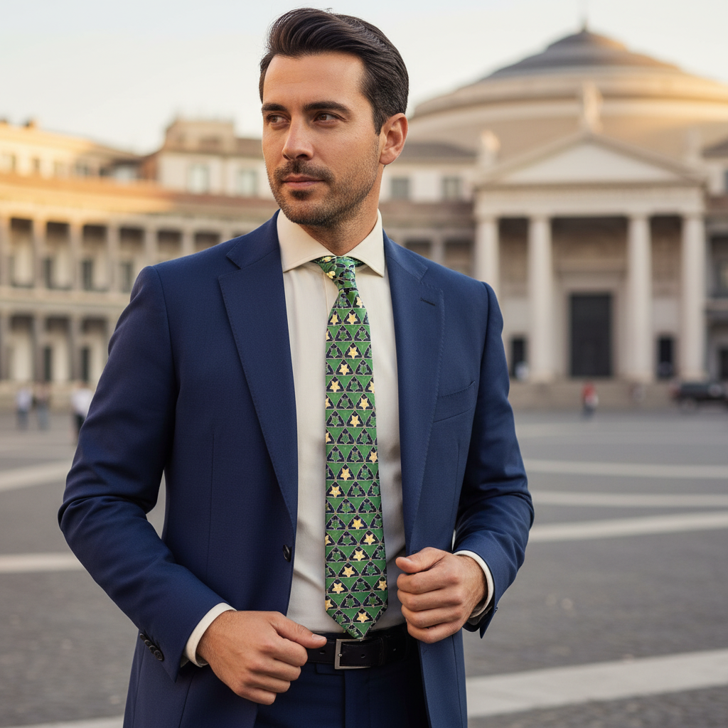 Cravatta fantasia Geometrica Ornamentale - 100% Seta - 10 cm